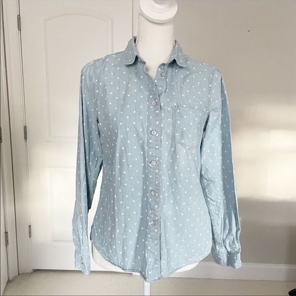 Madewell Chambray Polk Dot Button Down - Picture 2 of 8
